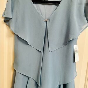 NEW SL Fashions Soft Grey Asymmetrical Layered Dress | Elegant Dress